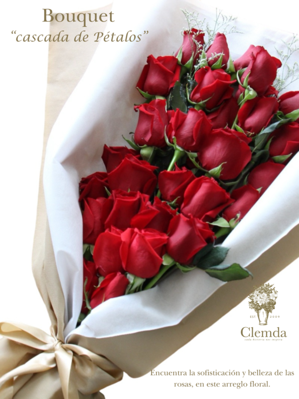 Bouquet Cascada de Petalos  x36 Rosas tipo exportación