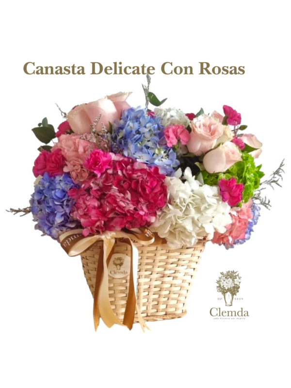 Canasta Delicate Con Rosas